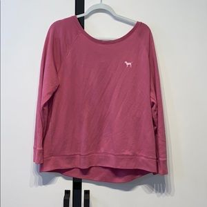 pink open back sweater
